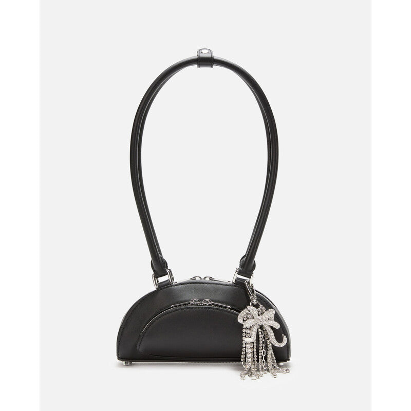 Self-Portrait Black Leather Mini Shoulder Bag With Charm