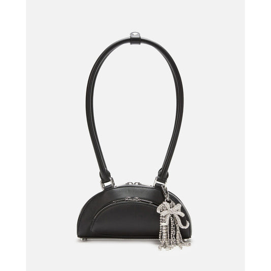 Self-Portrait Black Leather Mini Shoulder Bag With Charm