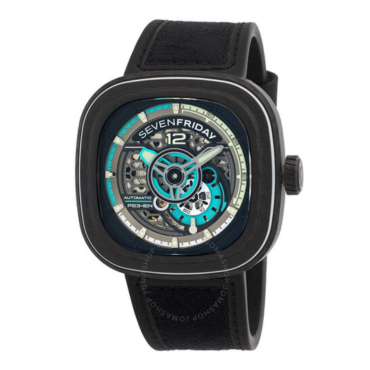 Sevenfriday، ساعة رجالية أوتوماتيكية بمينا أسود من سلسلة PS من Seven Friday