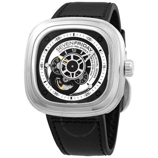 Sevenfriday, Automatic Black Leather Band Men's Watch