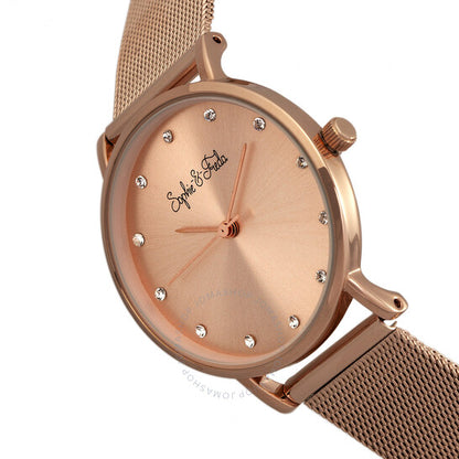 ساعة صوفي وفريدا، سافانا كريستال، مينا ذهبية وردية للسيدات