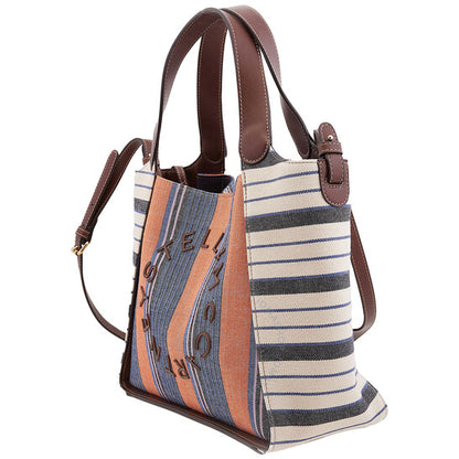 Stella McCartney, Logo Lettering Stripe Pattern Tote Bag