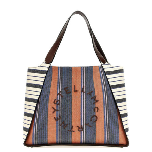 Stella McCartney, Striped Logo Embroidered Cotton Tote Bag