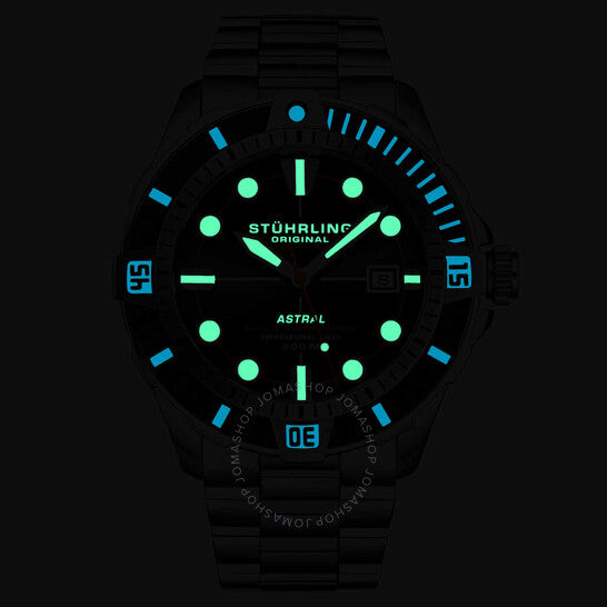 ساعة ستوهرلينغ أوريجينال، أكواديفر أوتوماتيكية للرجال بمينا أسود