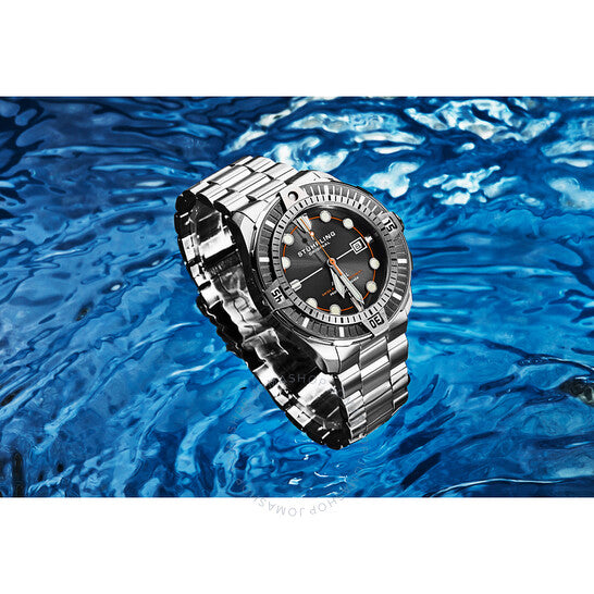 ساعة ستوهرلينغ أوريجينال، أكواديفر أوتوماتيكية للرجال بمينا أسود