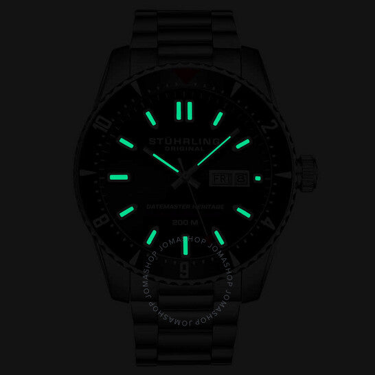 ساعة ستوهرلينغ أوريجينال، أكواديفر أوتوماتيكية للرجال بمينا أسود