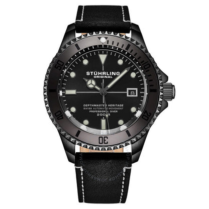 Stuhrling Original, Aquadiver Automatic Black Dial Men's Watch