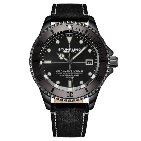 Stuhrling Original, Aquadiver Automatic Black Dial Men's Watch