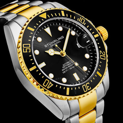 Stuhrling Original, Aquadiver Automatic Black Dial Men's Watch