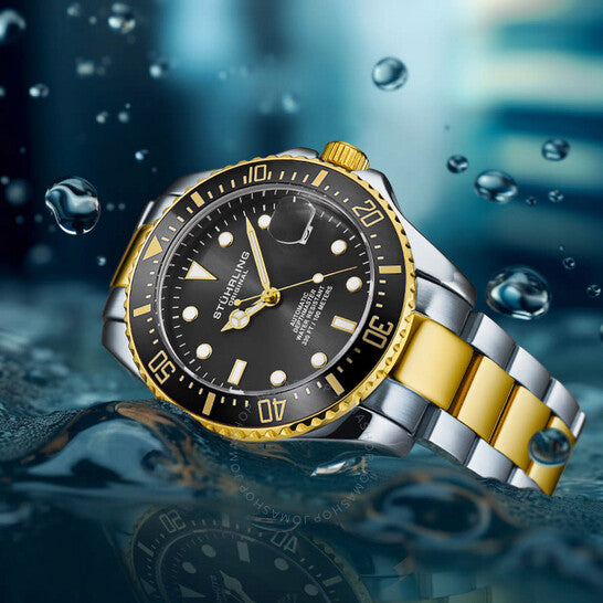 Stuhrling Original, Aquadiver Automatic Black Dial Men's Watch