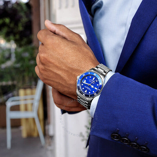 ساعة ستوهرلينغ أوريجينال، أكوادايفر أوتوماتيكية للرجال بمينا أزرق