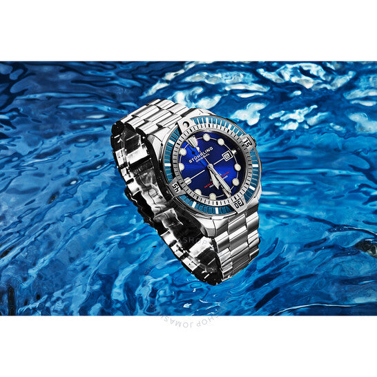 ساعة ستوهرلينغ أوريجينال، أكوادايفر أوتوماتيكية للرجال بمينا أزرق