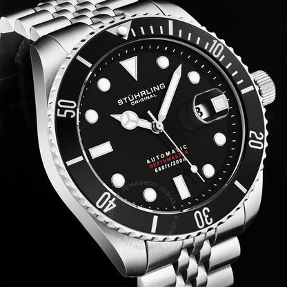 Stuhrling Original, Aquadiver Automatic Black Dial Men's Watch