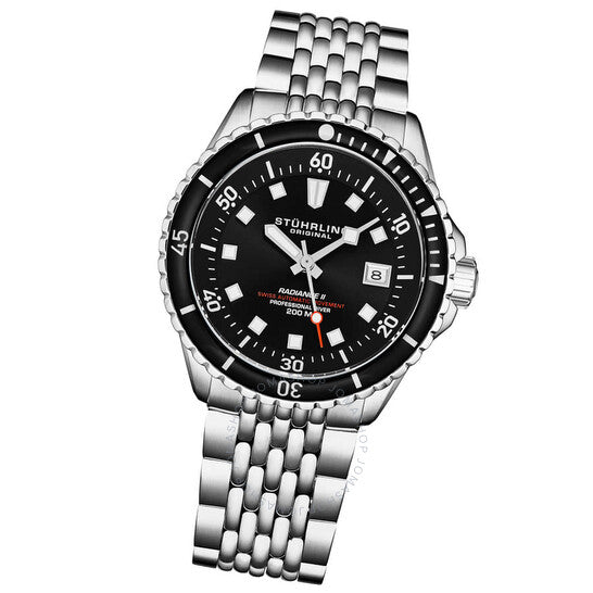 ساعة ستوهرلينغ الأصلية، ديبثماستر أوتوماتيكية للرجال بمينا أسود