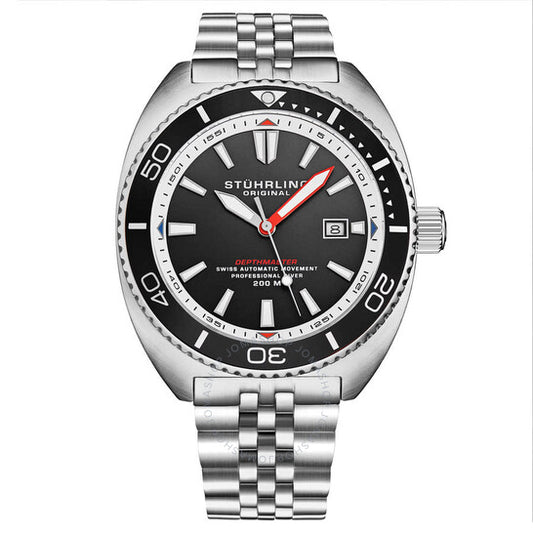 ساعة ستوهرلينغ الأصلية، ديبثماستر أوتوماتيكية للرجال بمينا أسود