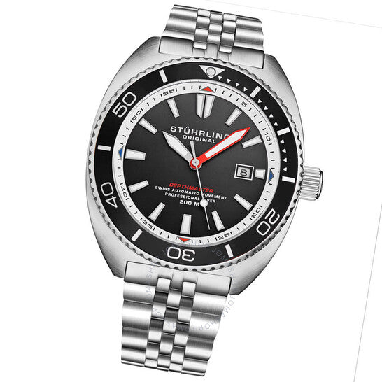 ساعة ستوهرلينغ الأصلية، ديبثماستر أوتوماتيكية للرجال بمينا أسود