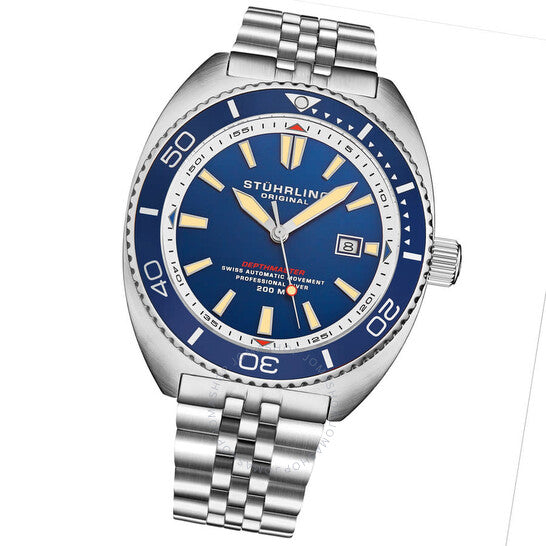 ساعة ستوهرلينغ الأصلية، ديبثماستر أوتوماتيكية للرجال بمينا أزرق