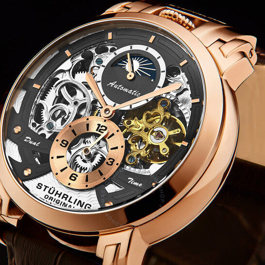 ساعة ستوهرلينغ أوريجينال ليجاسي أوتوماتيكية للرجال بمينا رمادي معدني