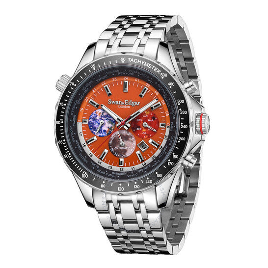 Swan & Edgar, World Timer Orange Dial Men's Watch