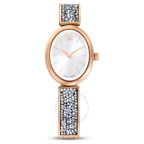 Swarovski, Crystal Rock Oval Quartz White Sunray Dial Watch