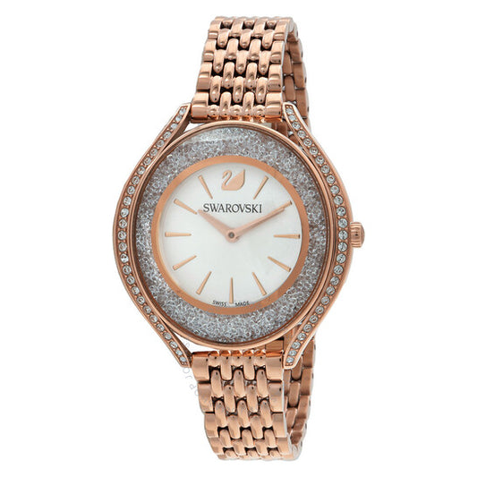 ساعة سواروفسكي كريستالين أورا كوارتز بمينا بيضاء للسيدات