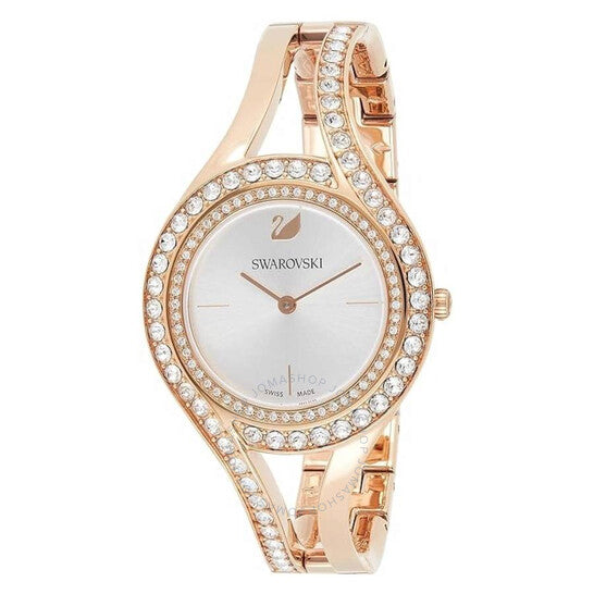 ساعة سواروفسكي النسائية، كوارتز كريستالي أبدي، مينا فضي
