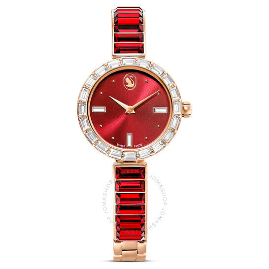 Swarovski, Matrix Bangle Quartz Crystal Red Dial Ladies Watch
