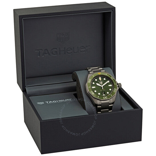 ساعة تاغ هوير أكواريسر أوتوماتيكية للرجال بمينا أخضر