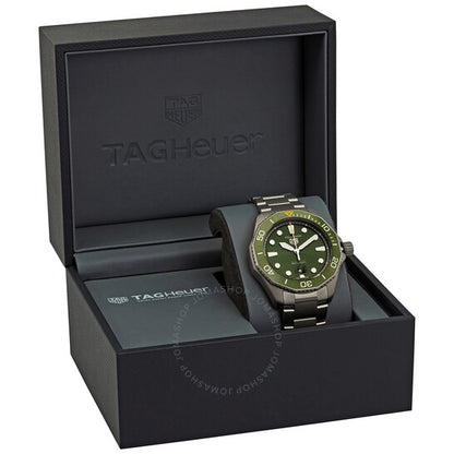 ساعة تاغ هوير أكواريسر أوتوماتيكية للرجال بمينا أخضر