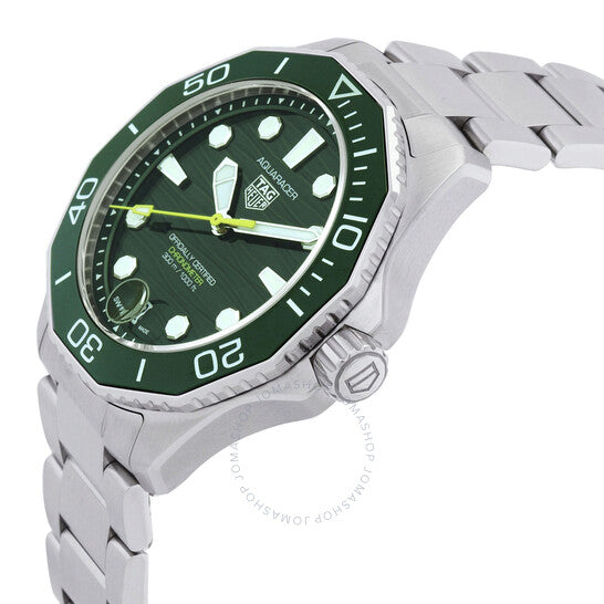ساعة تاغ هوير أكواريسر أوتوماتيكية للرجال بمينا أخضر