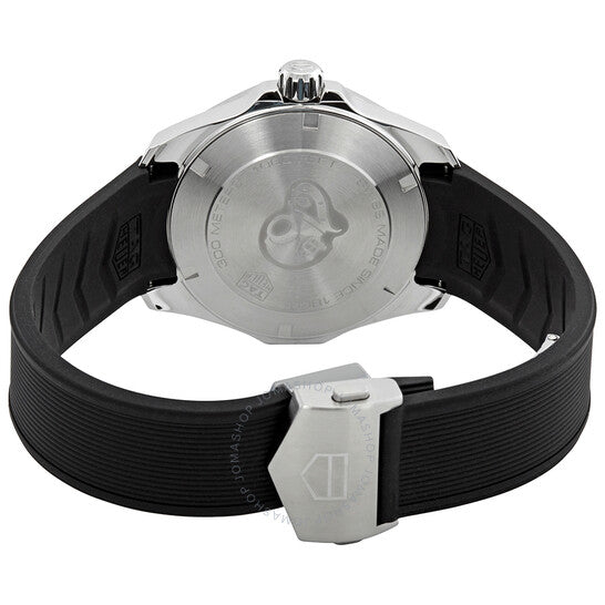 ساعة تاغ هوير أكواريسر للرجال بمينا أسود ومطاط أسود