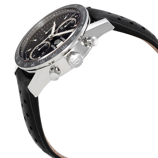 ساعة تاغ هوير كاريرا كرونوغراف أوتوماتيكية للرجال بمينا أسود