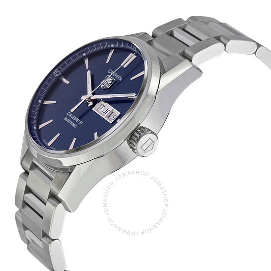 ساعة تاغ هوير كاريرا للرجال بمينا أزرق من الفولاذ المقاوم للصدأ