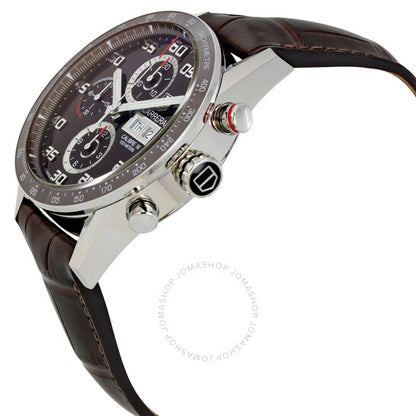 ساعة تاغ هوير كاريرا أوتوماتيكية كرونوغراف بمينا بني للرجال