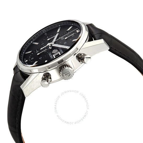 ساعة تاغ هوير كاريرا كرونوغراف أوتوماتيكية للرجال بمينا أسود