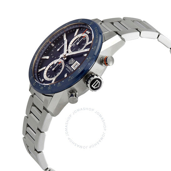 ساعة تاغ هوير كاريرا كرونوغراف أوتوماتيكية للرجال بمينا أزرق
