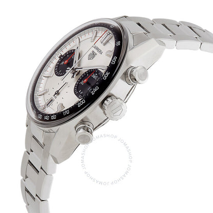 ساعة تاغ هوير كاريرا كرونوغراف أوتوماتيكية للرجال بمينا فضي