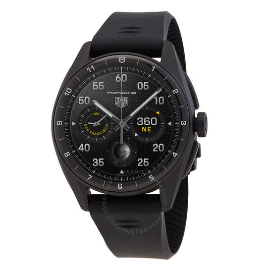 ساعة تاغ هوير الذكية للرجال، طراز Connected Calibre E4 كوارتز تناظرية رقمية بمينا أسود