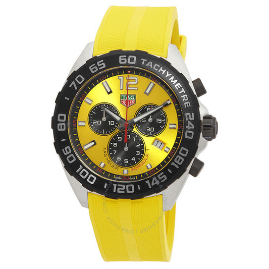 ساعة تاغ هوير فورمولا 1 كرونوغراف كوارتز للرجال بمينا صفراء