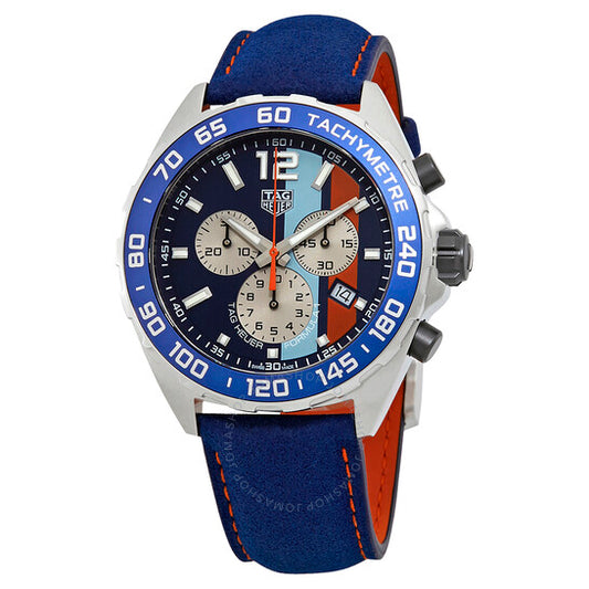 Tag Heuer, Formula 1 Gulf Special Edition Chronograph Blue/Aqua/Orange Dial Men's Watch