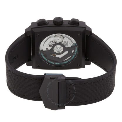 ساعة تاغ هوير موناكو كرونوغراف أوتوماتيكية للرجال بمينا أسود