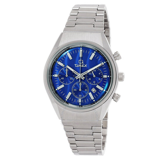 Timex, Q Falcon Eye Chronograph Quartz Blue Dial Men's Watch