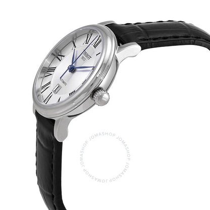 ساعة تيسوت أوتوماتيكية للسيدات بمينا فضي