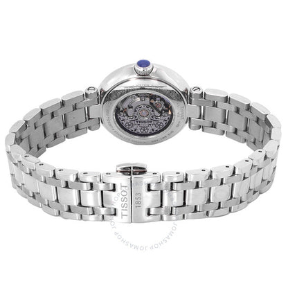 ساعة تيسو بيليسيما أوتوماتيكية للسيدات بمينا أبيض