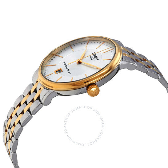 ساعة تيسوت كارسون الأوتوماتيكية للرجال بمينا فضي