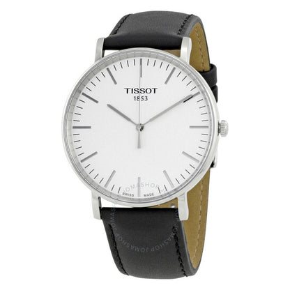 Tissot, Everytime Silver Dial Black Leather Men's Watch T1096101603100
