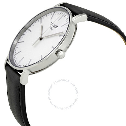 Tissot, Everytime Silver Dial Black Leather Men's Watch T1096101603100
