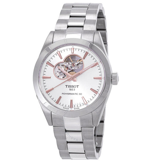 Tissot, Gentleman Powermatic 80 Open Heart Automatic Silver Dial Watch