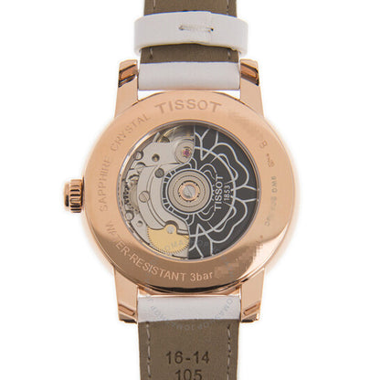 ساعة تيسوت ليدي هارت أوتوماتيكية للسيدات بمينا أبيض