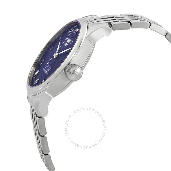 ساعة تيسوت لو لوكل الأوتوماتيكية للرجال بمينا أزرق